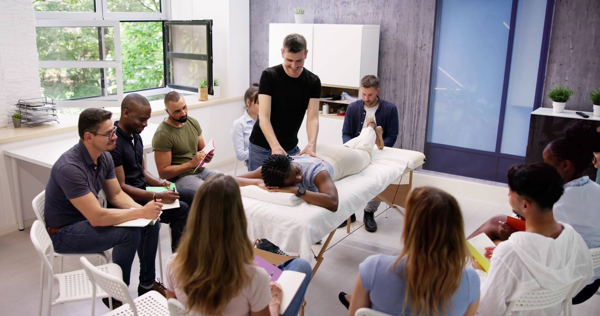 Teaching Massage Class To Group